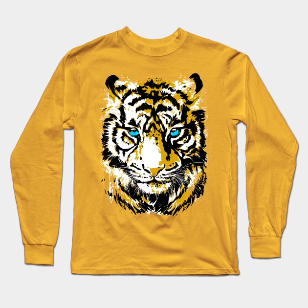 Safari Tiger Head - Colourful Tiger Eyes Long Sleeve T-Shirt by BigWildKiwi